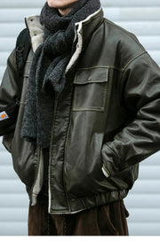 Faux Shearling Aviator Jacket-streetwear-techwear