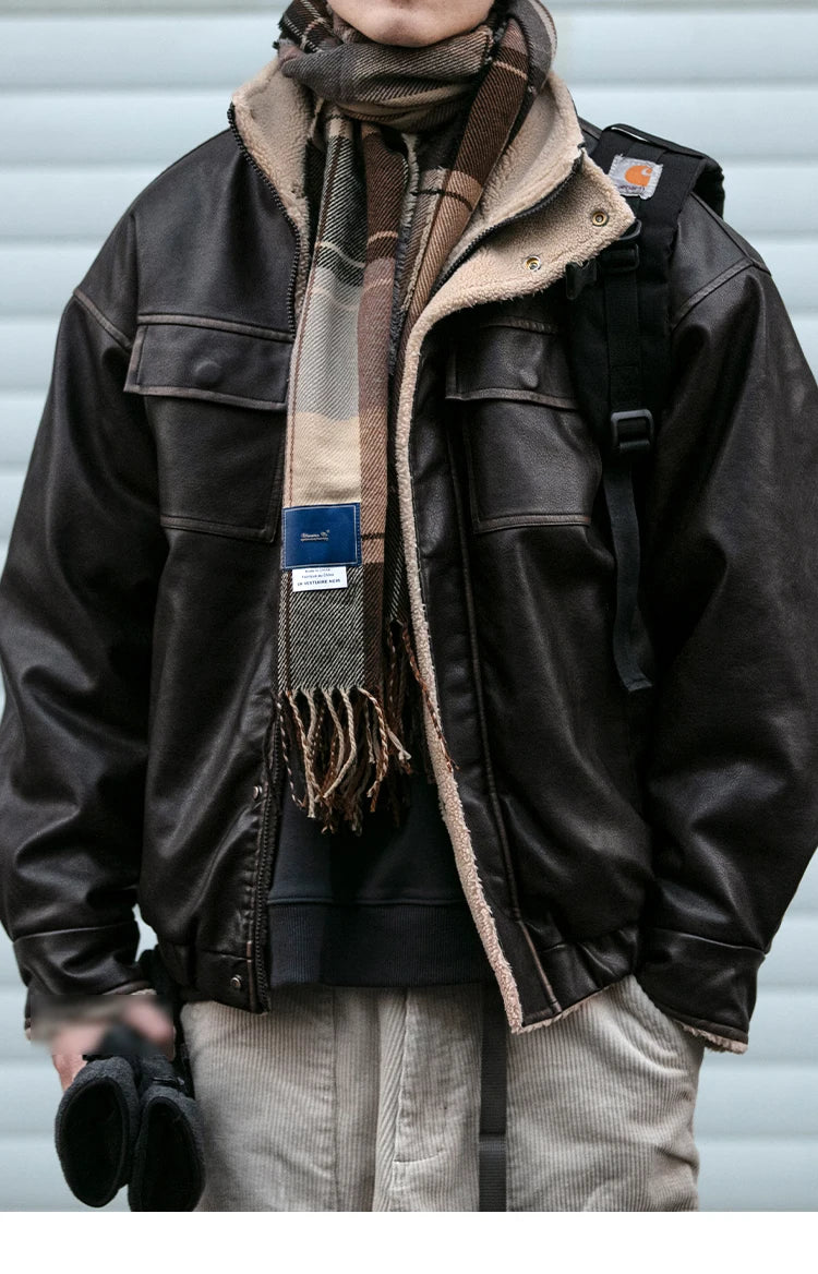 Faux Shearling Aviator Jacket-streetwear-techwear