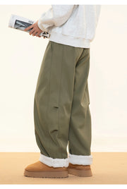 Fleece Lined Wide Leg Pants-streetwear-techwear