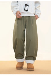 Fleece Lined Wide Leg Pants-streetwear-techwear