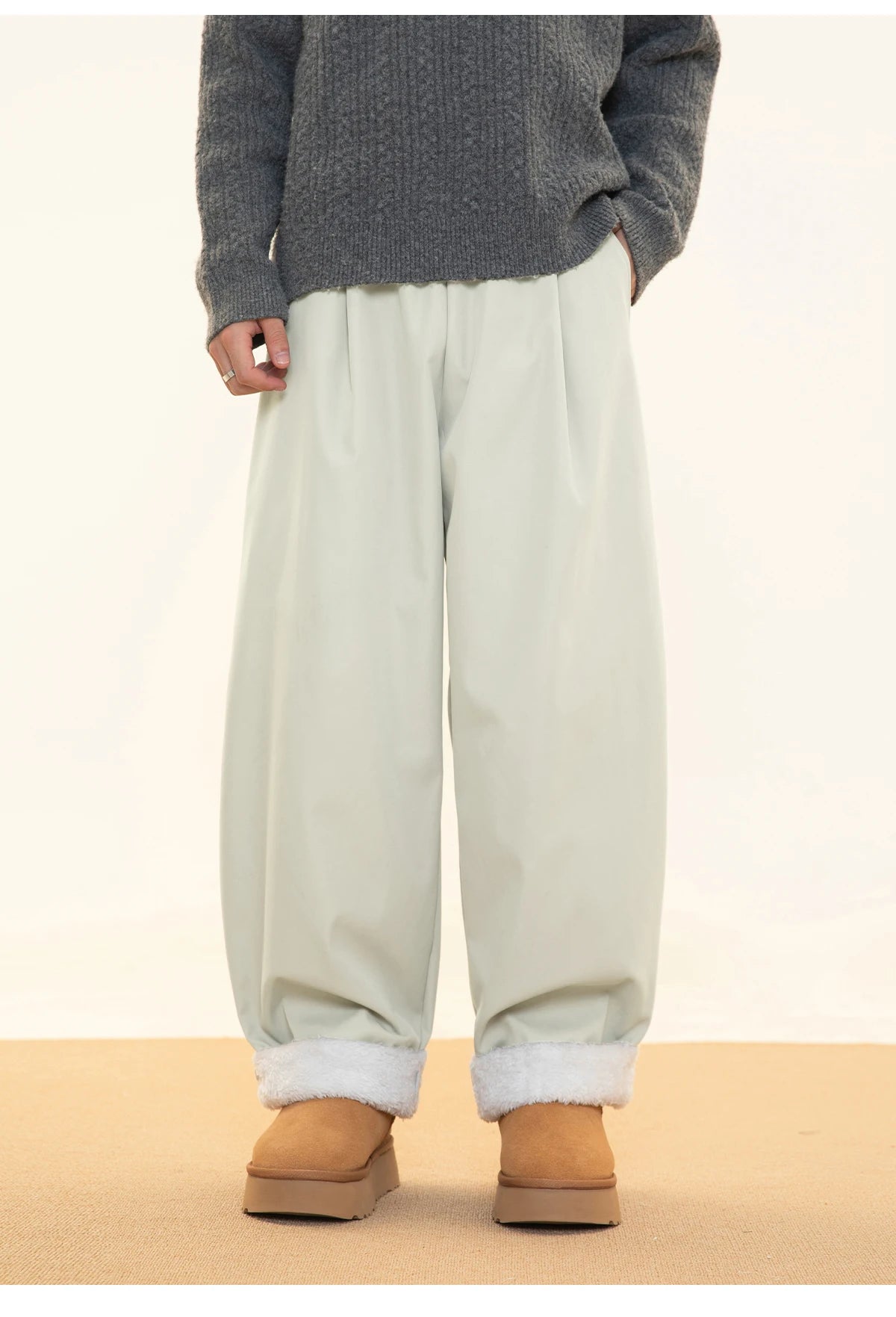 Fleece Lined Wide Leg Pants-streetwear-techwear