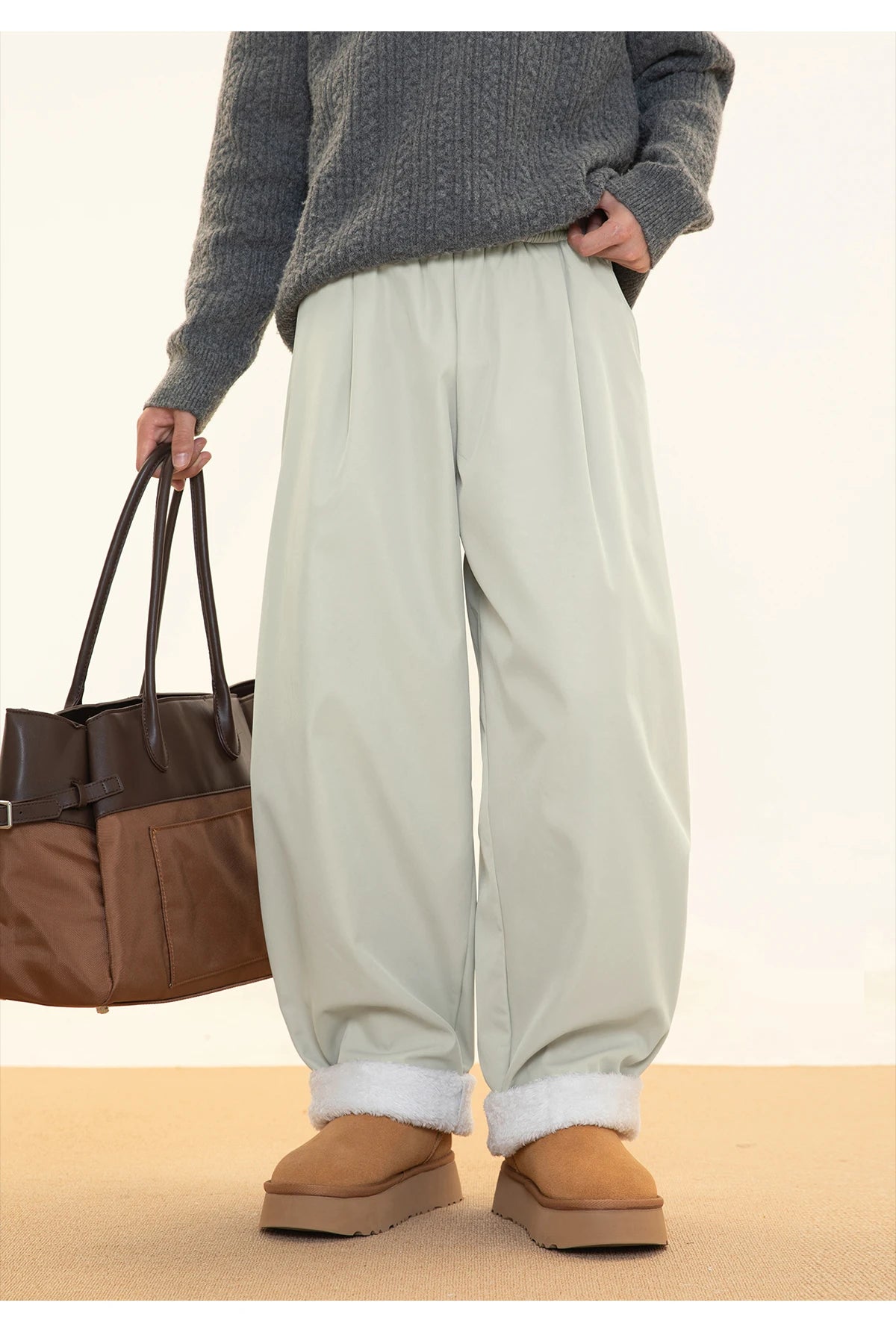 Fleece Lined Wide Leg Pants-streetwear-techwear