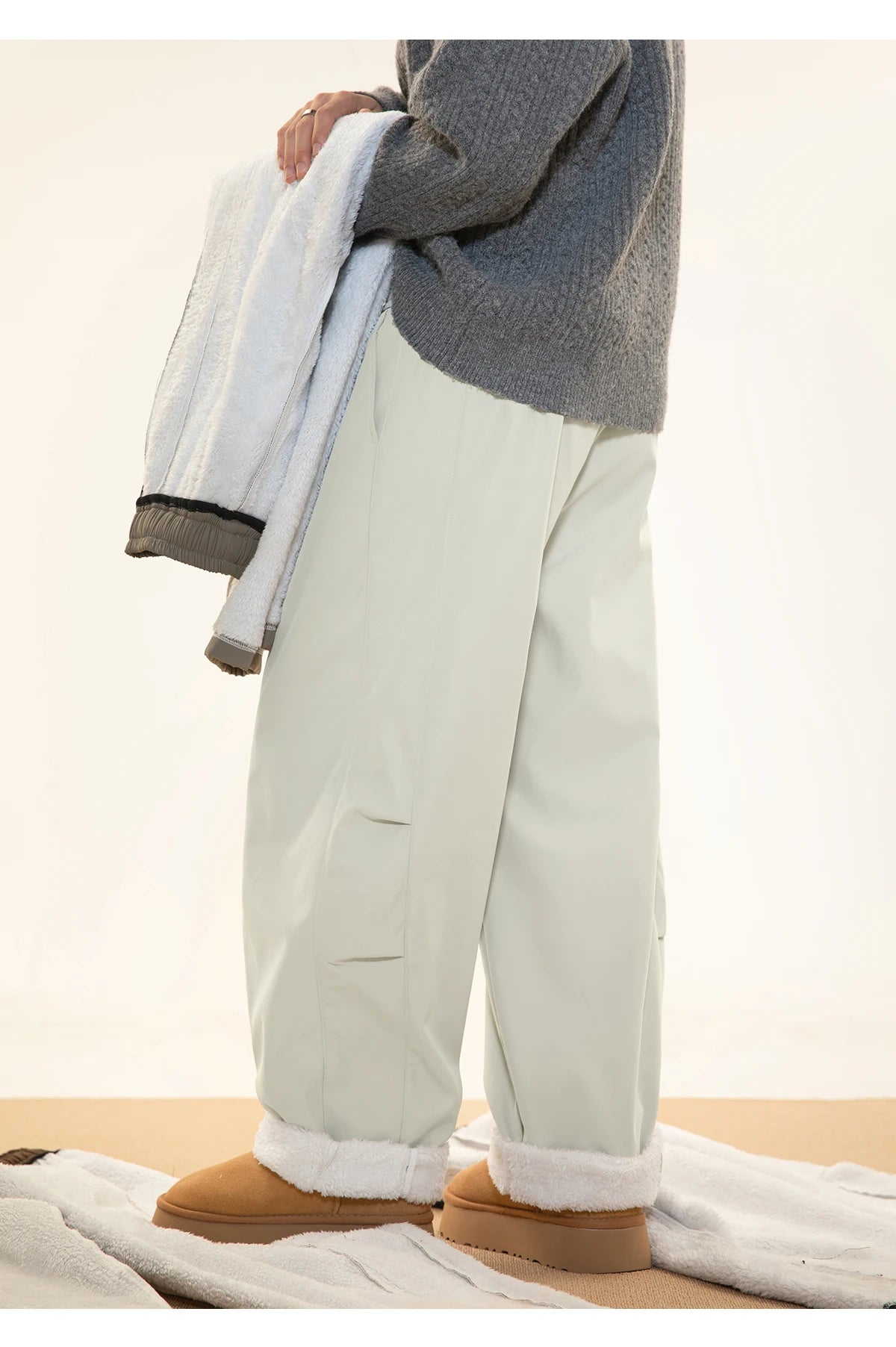 Fleece Lined Wide Leg Pants-streetwear-techwear