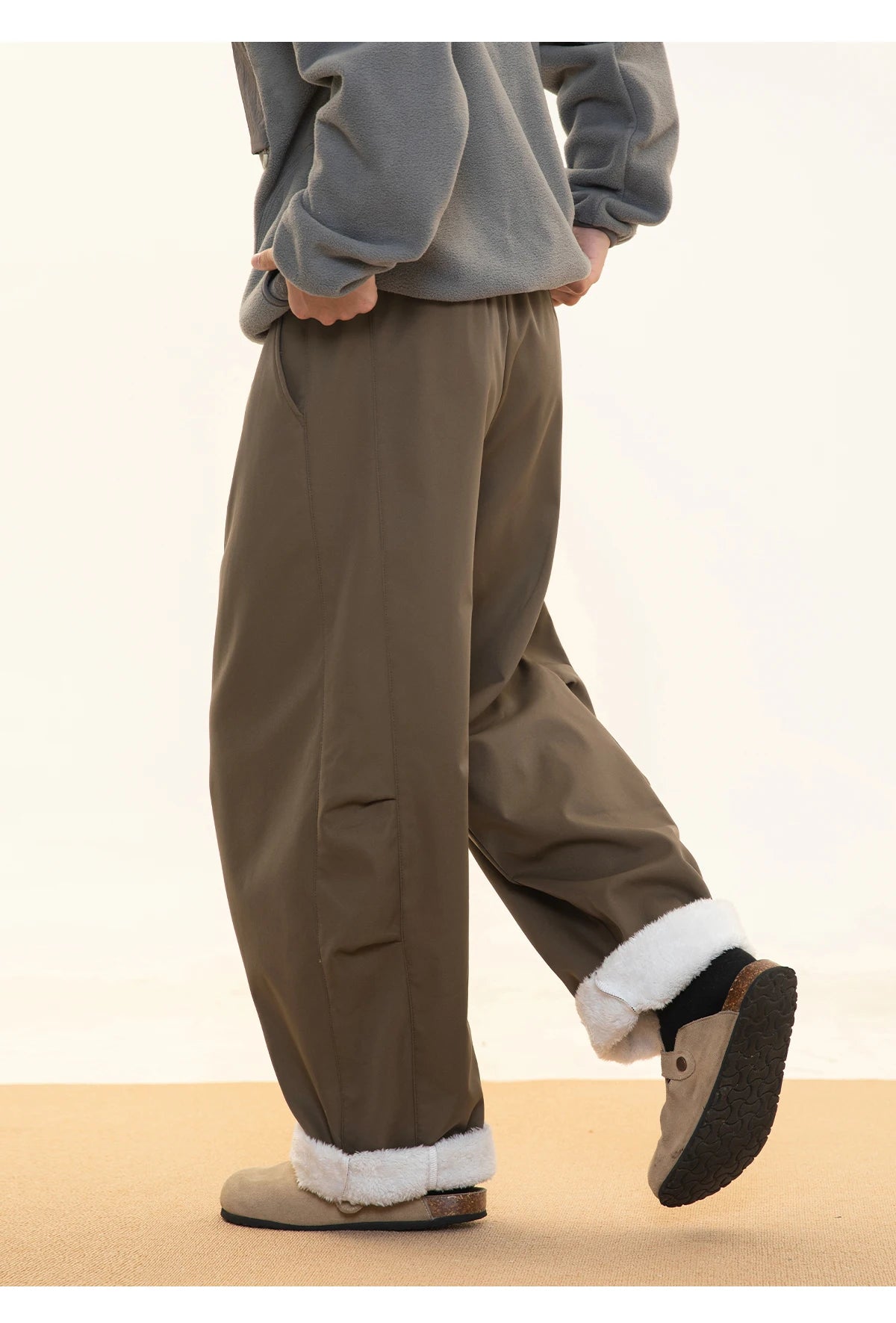 Fleece Lined Wide Leg Pants-streetwear-techwear