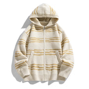 Glitch Stripe Zip-up Hooded Sweater-streetwear-techwear