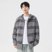 Glitch Stripe Zip-up Hooded Sweater-streetwear-techwear