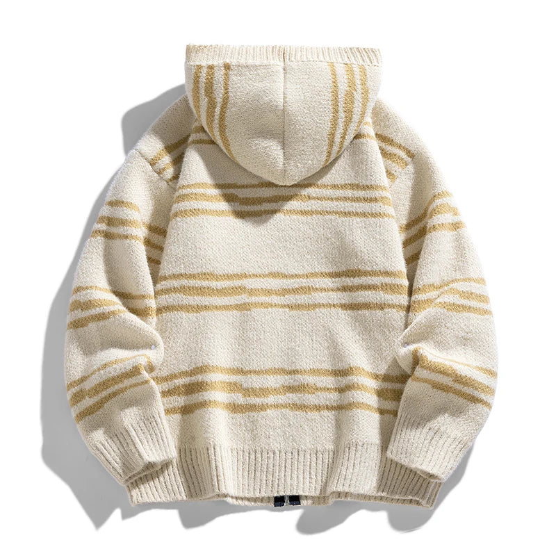 Glitch Stripe Zip-up Hooded Sweater-streetwear-techwear