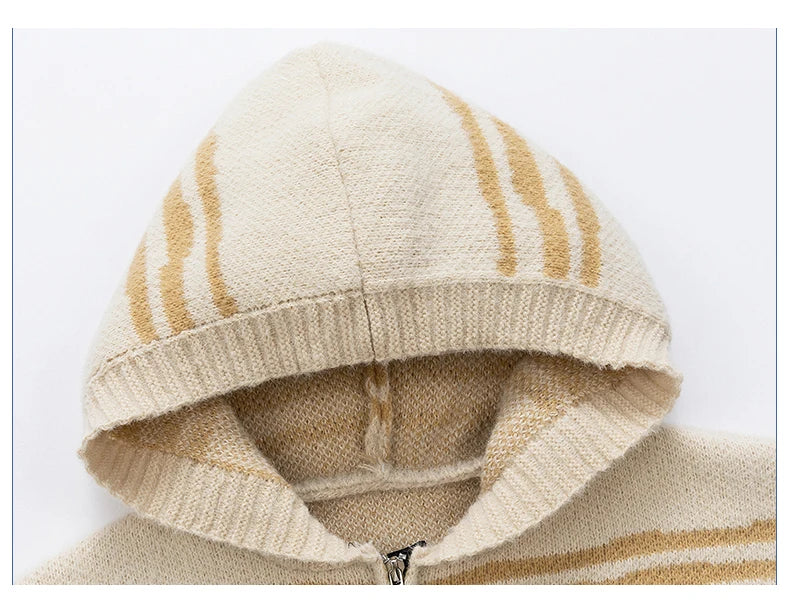 Glitch Stripe Zip-up Hooded Sweater-streetwear-techwear