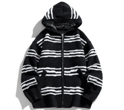 Glitch Stripe Zip-up Hooded Sweater-streetwear-techwear