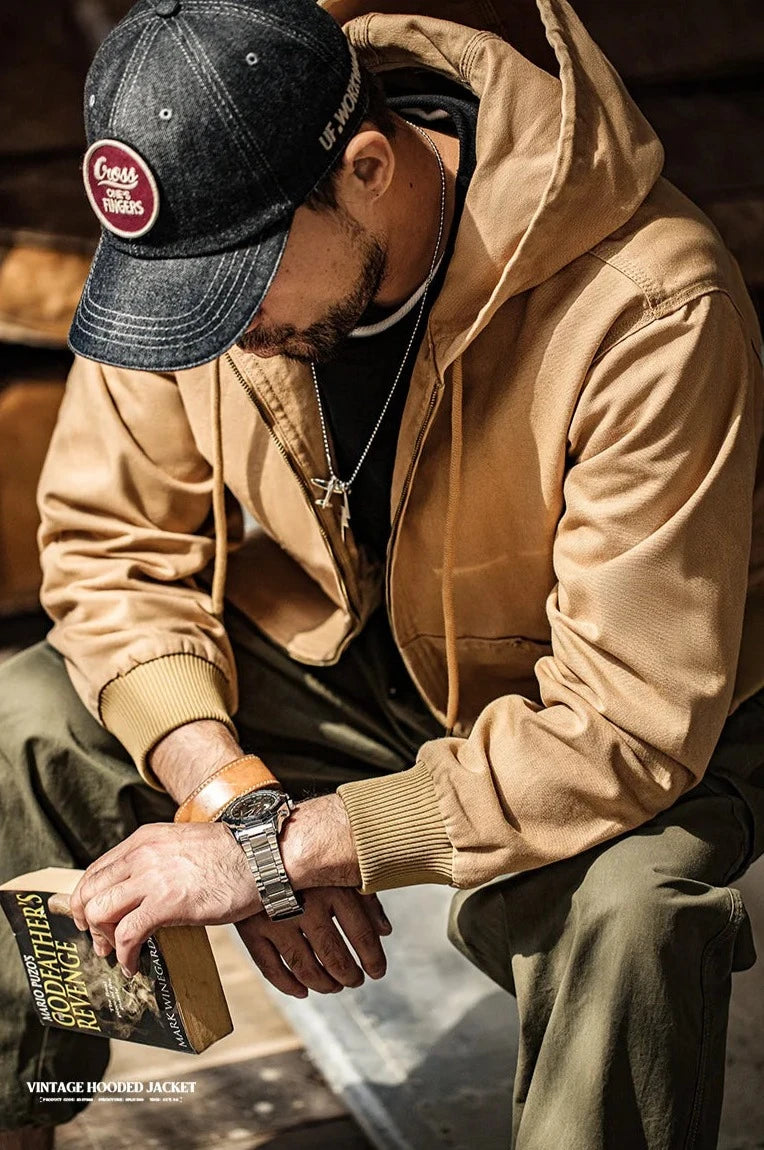 Hooded Workwear Canvas Jacket-streetwear-techwear