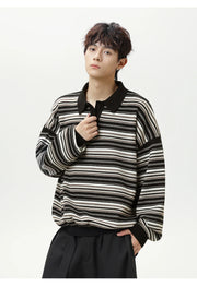 Knitted Stripe Rugby Shirt-streetwear-techwear