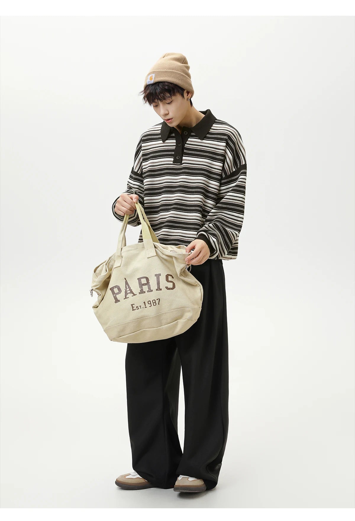 Knitted Stripe Rugby Shirt-streetwear-techwear