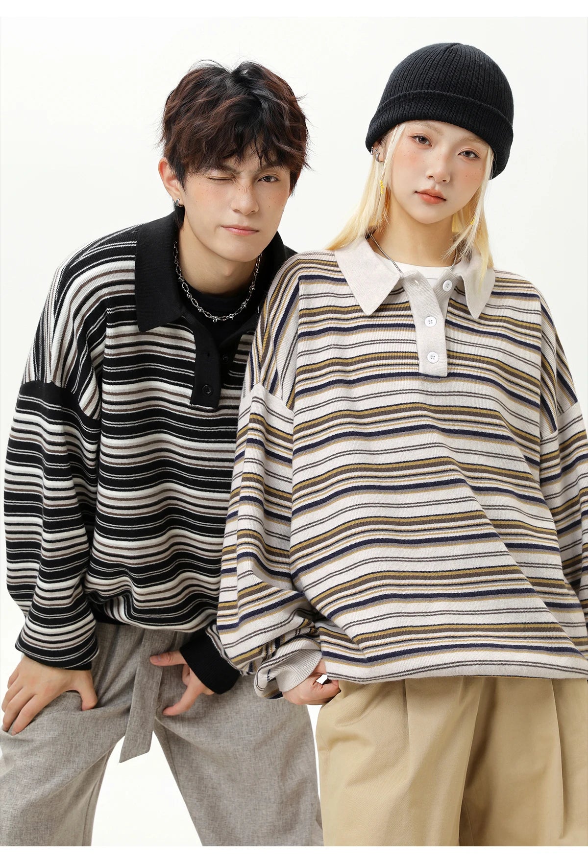 Knitted Stripe Rugby Shirt-streetwear-techwear