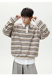 Knitted Stripe Rugby Shirt-streetwear-techwear