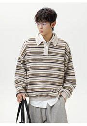 Knitted Stripe Rugby Shirt-streetwear-techwear