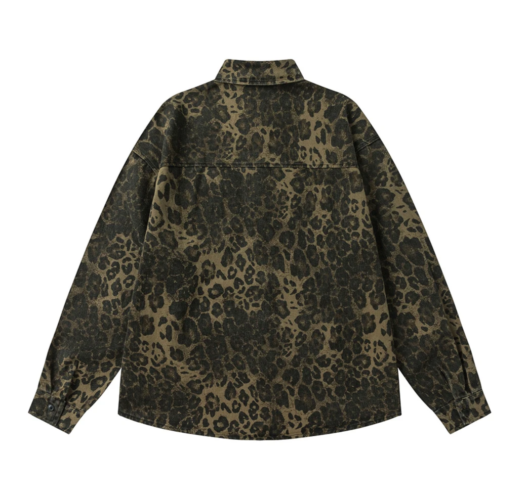 Leopard Print Overshirt-streetwear-techwear