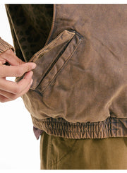 Leopard Print Panel Workwear Jacket-streetwear-techwear