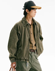 Leopard Print Panel Workwear Jacket-streetwear-techwear