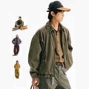 Leopard Print Panel Workwear Jacket-streetwear-techwear