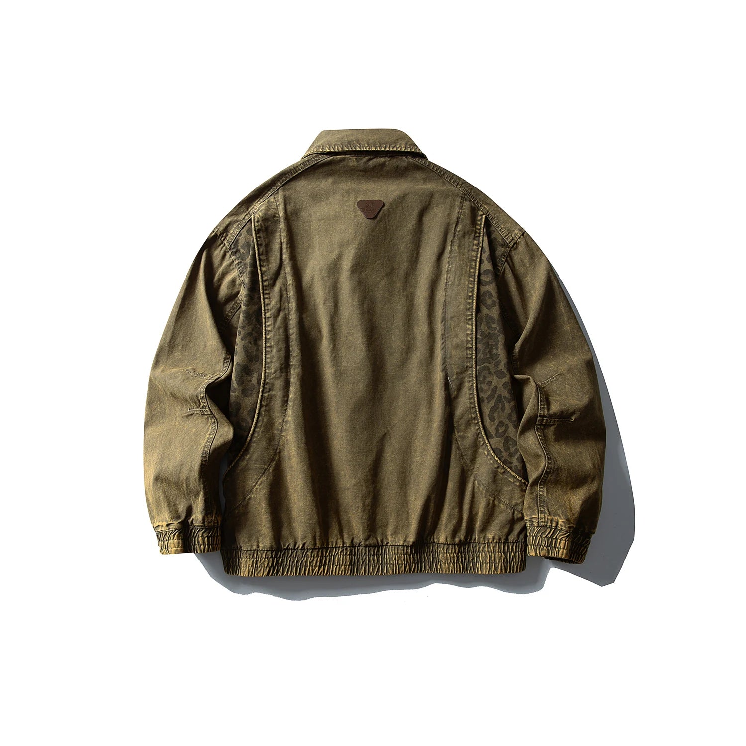 Leopard Print Panel Workwear Jacket-streetwear-techwear