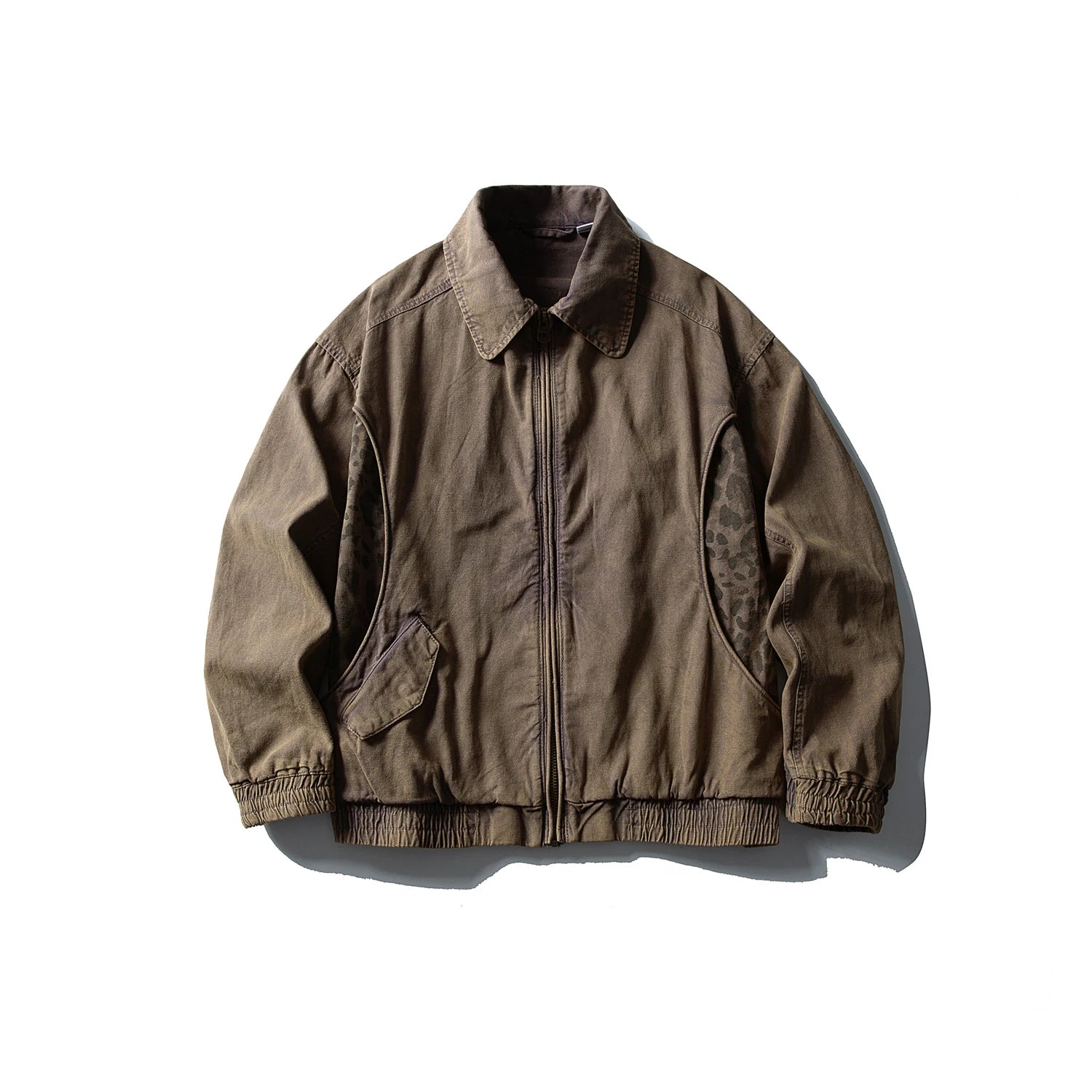 Leopard Print Panel Workwear Jacket-streetwear-techwear