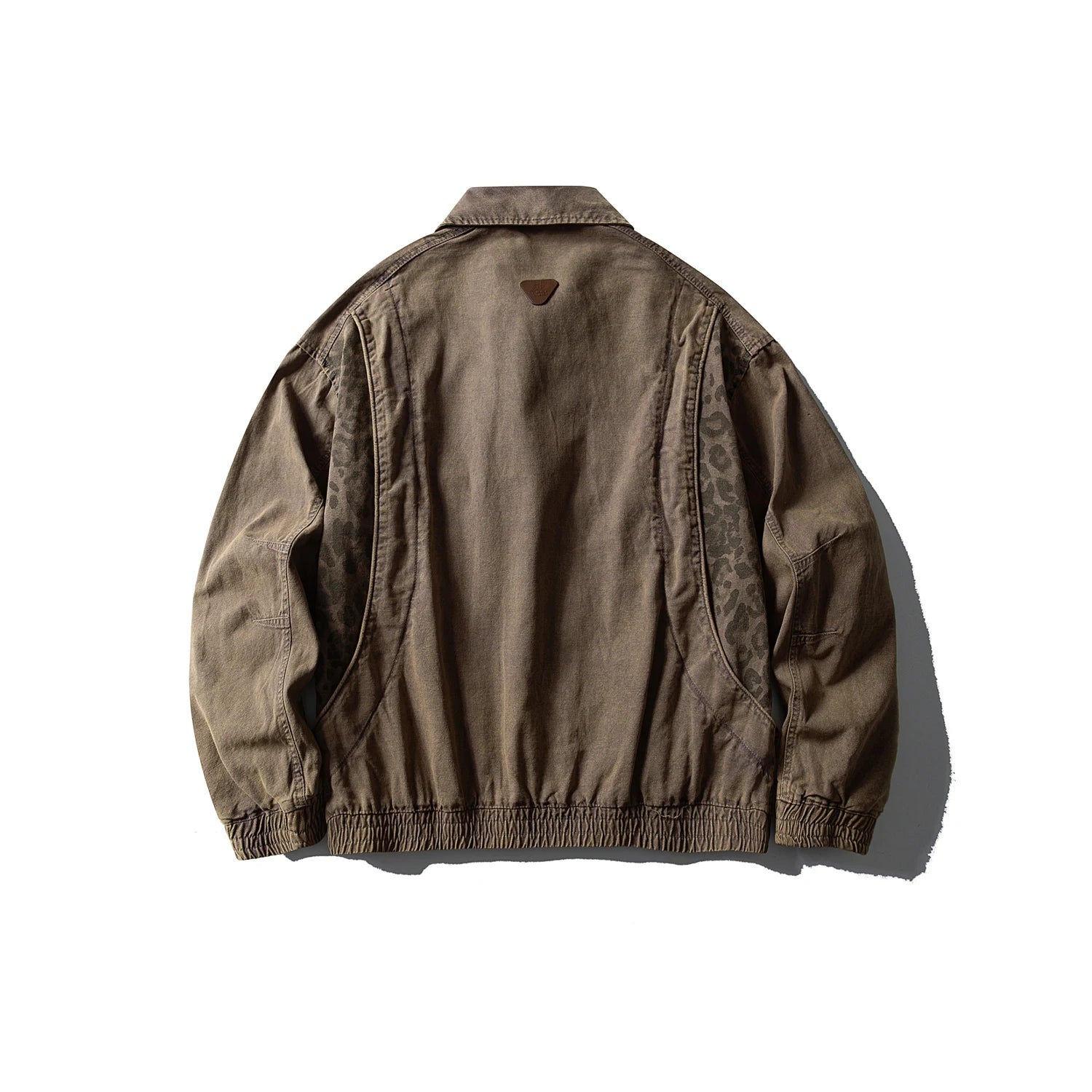 Leopard Print Panel Workwear Jacket-streetwear-techwear