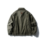 Leopard Print Panel Workwear Jacket-streetwear-techwear