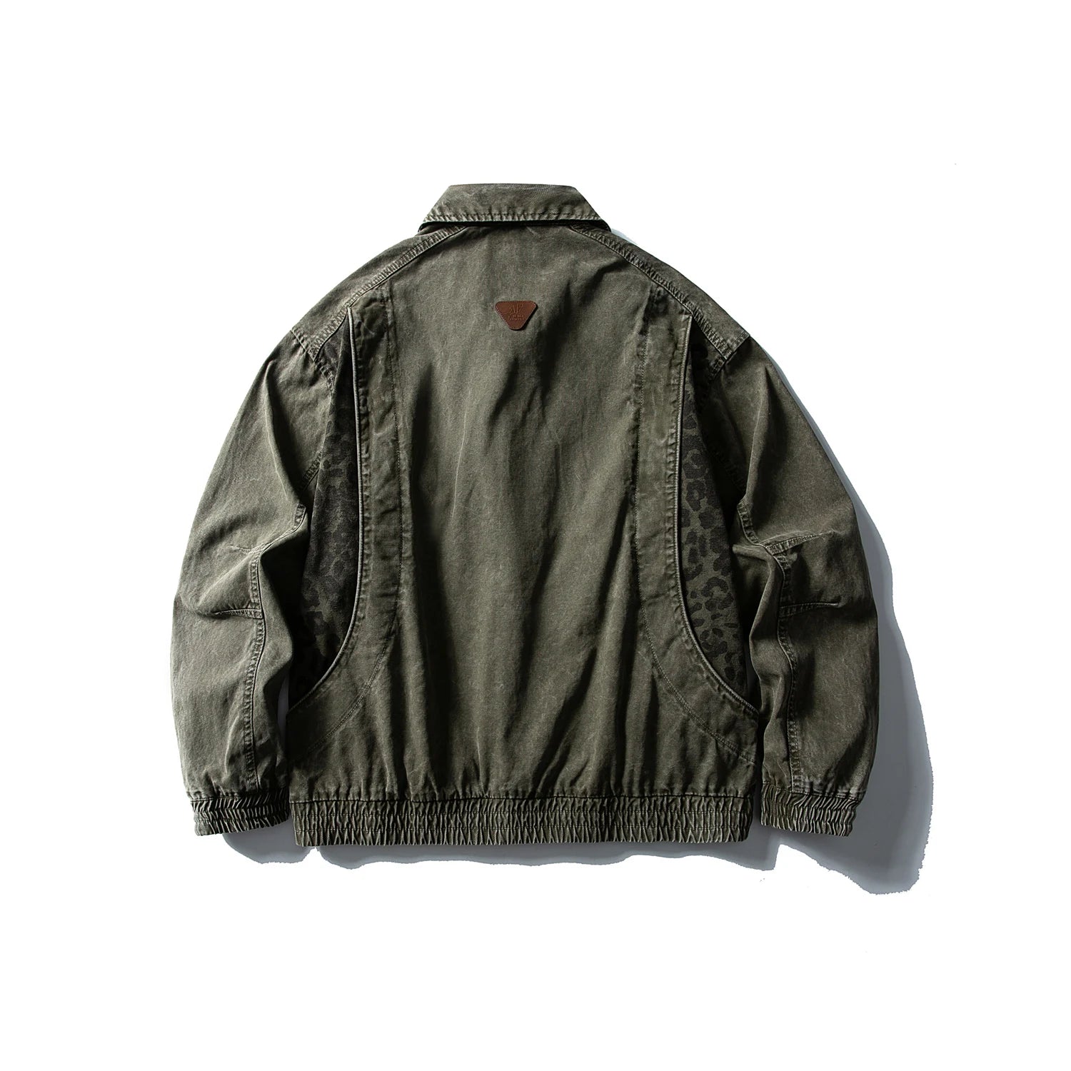 Leopard Print Panel Workwear Jacket-streetwear-techwear