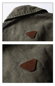 Leopard Print Panel Workwear Jacket-streetwear-techwear