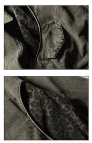 Leopard Print Panel Workwear Jacket-streetwear-techwear