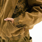 Leopard Print Panel Workwear Jacket-streetwear-techwear