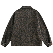 Leopard Print Zipped Trucker Jacket-streetwear-techwear