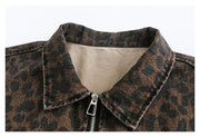 Leopard Print Zipped Trucker Jacket-streetwear-techwear