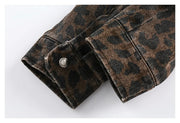 Leopard Print Zipped Trucker Jacket-streetwear-techwear