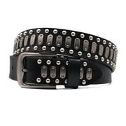 Metal Plate Leather Belt-streetwear-techwear