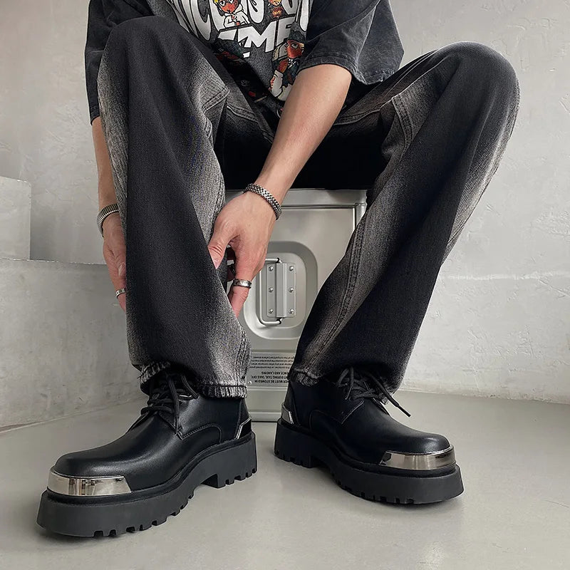 Metal Trim Lug Sole Shoes-streetwear-techwear