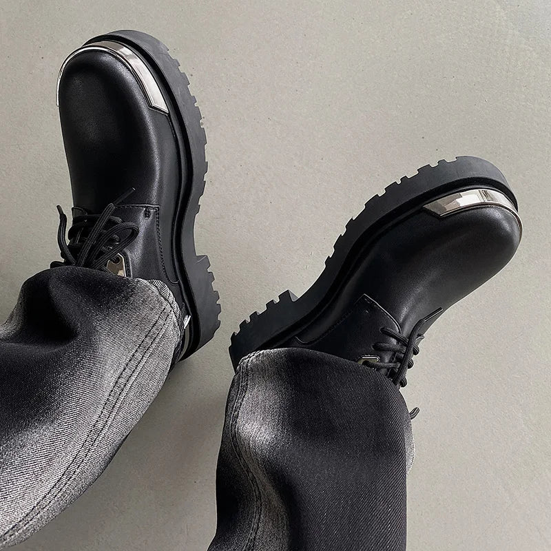 Metal Trim Lug Sole Shoes-streetwear-techwear