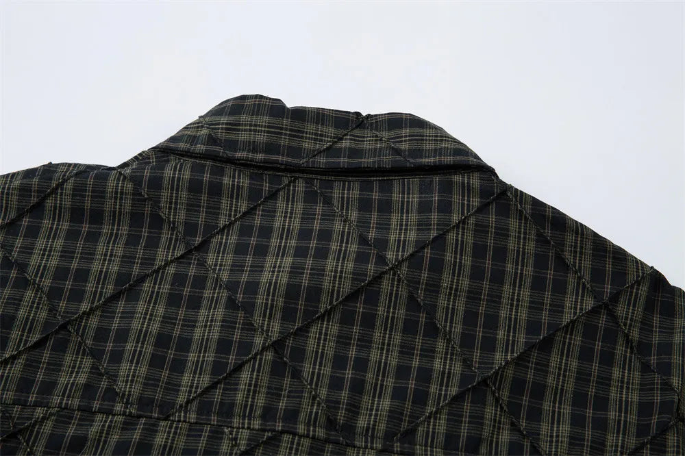 Mock Layer Textured Check Shirt-streetwear-techwear