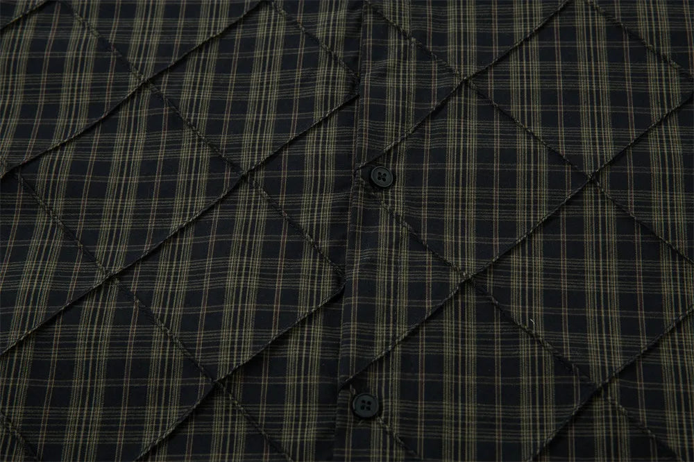 Mock Layer Textured Check Shirt-streetwear-techwear