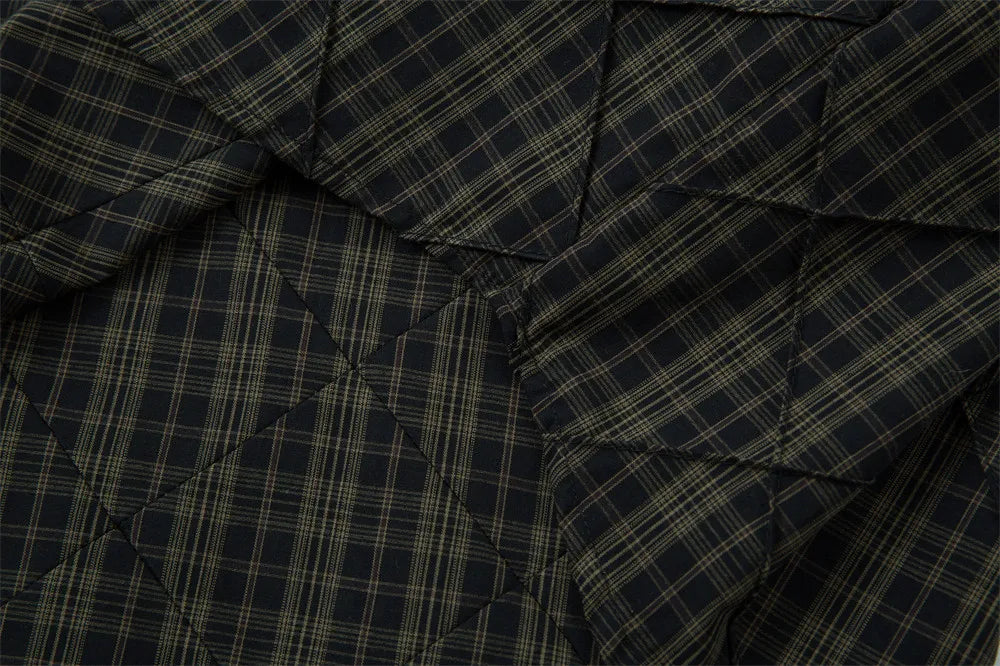 Mock Layer Textured Check Shirt-streetwear-techwear