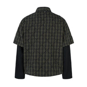 Mock Layer Textured Check Shirt-streetwear-techwear