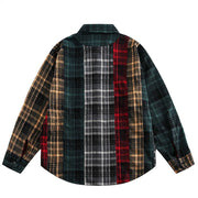Patchwork Plaid Over Shirt-streetwear-techwear
