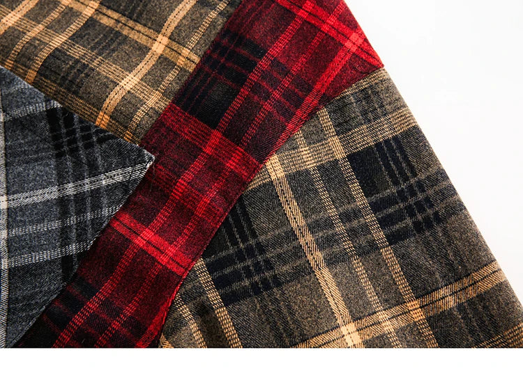 Patchwork Plaid Over Shirt-streetwear-techwear