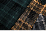 Patchwork Plaid Over Shirt-streetwear-techwear