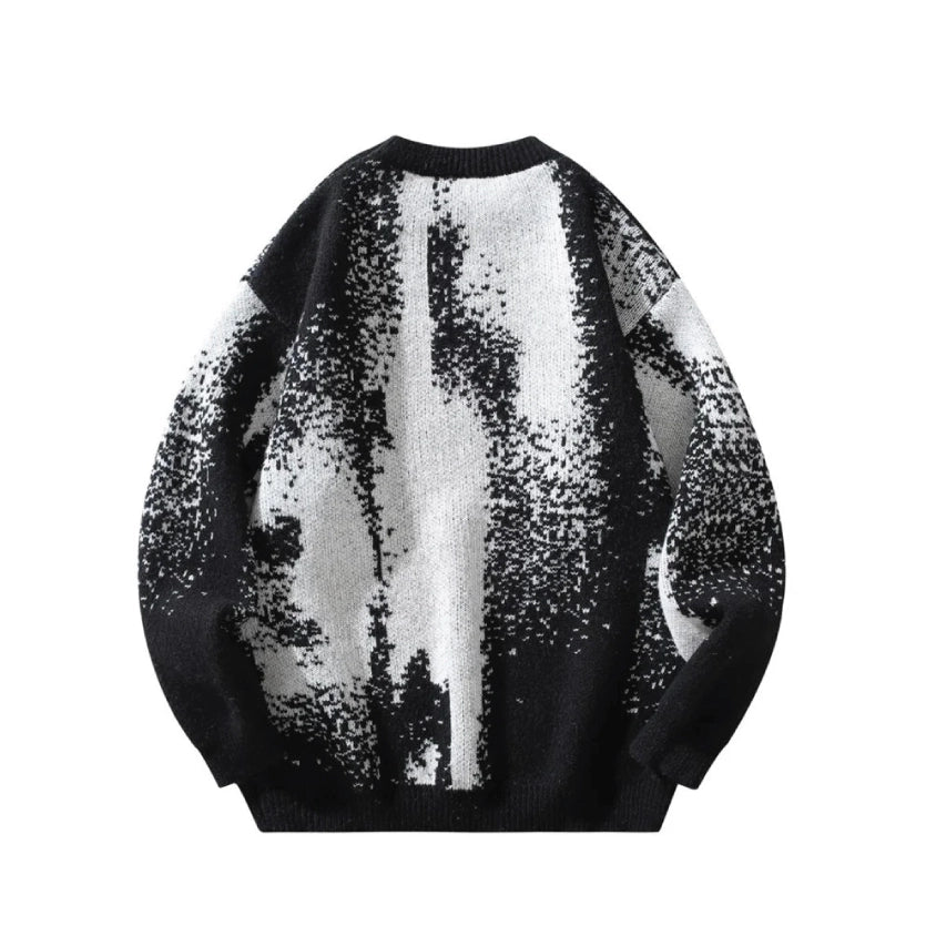 Pixelated Knitted Sweater-streetwear-techwear