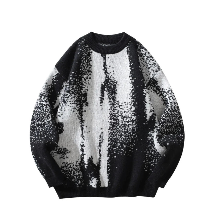 Pixelated Knitted Sweater-streetwear-techwear