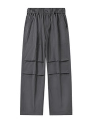 Pleated Knee Straight Leg Ripstop Pants-streetwear-techwear