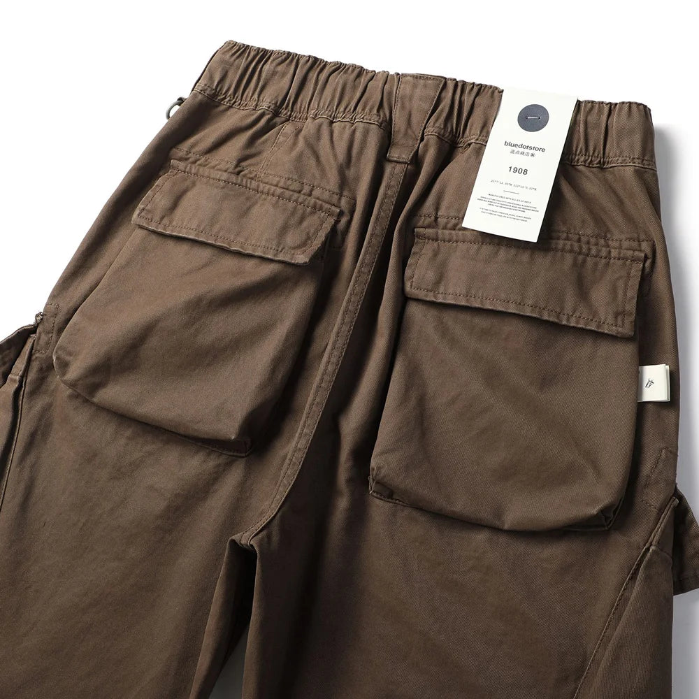 Pleated Knee Workwear Cargo Pants-streetwear-techwear