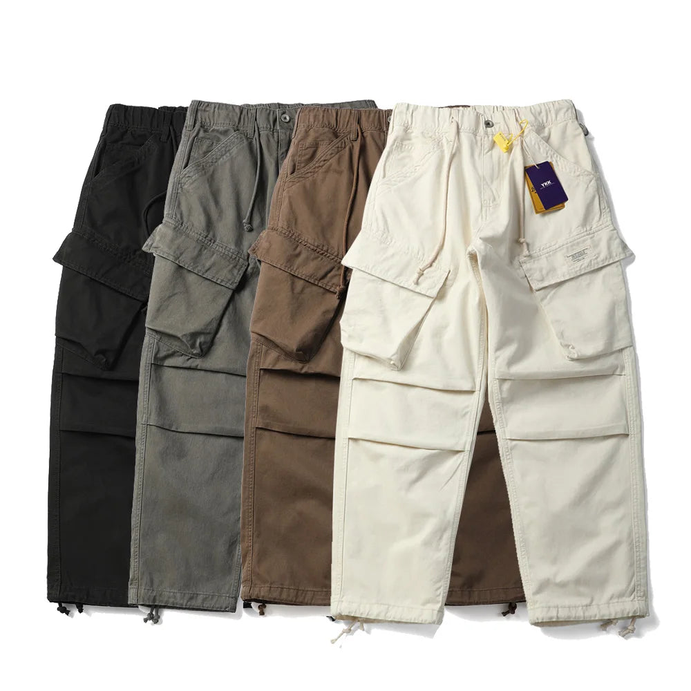 Pleated Knee Workwear Cargo Pants-streetwear-techwear