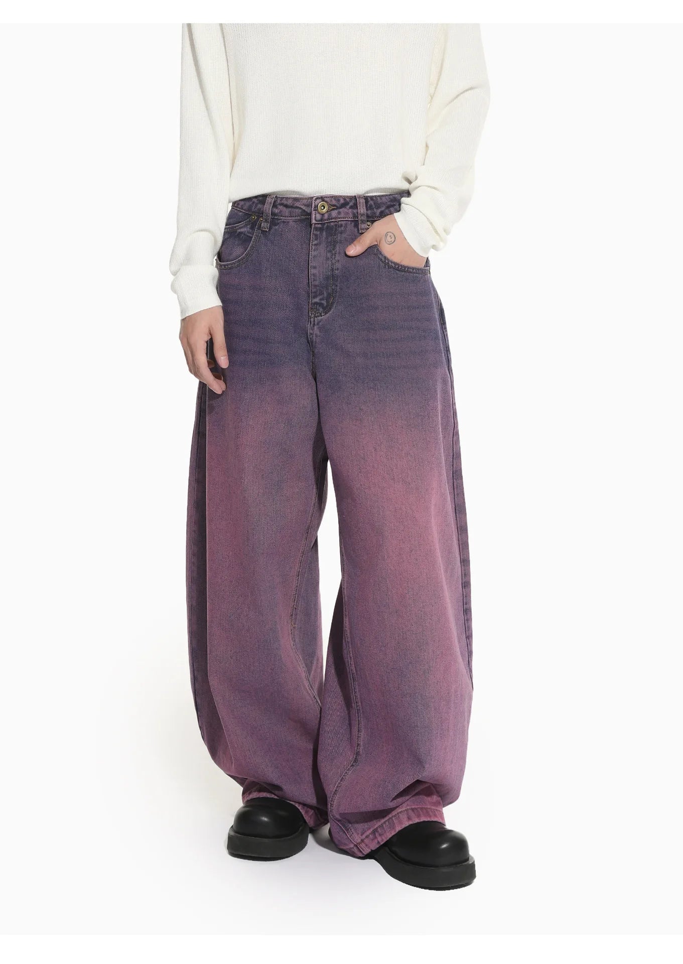 Purple Aura Arc-Leg Jeans-streetwear-techwear